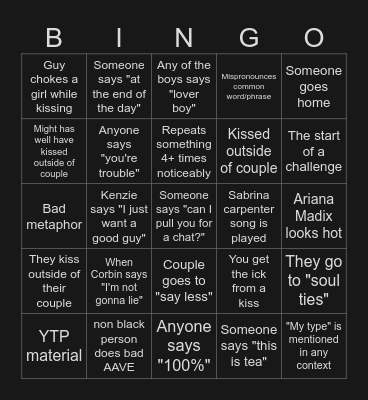 Love Island 2026 Bingo Card