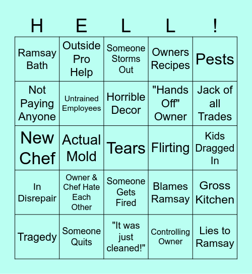 Hotel Bingo Card