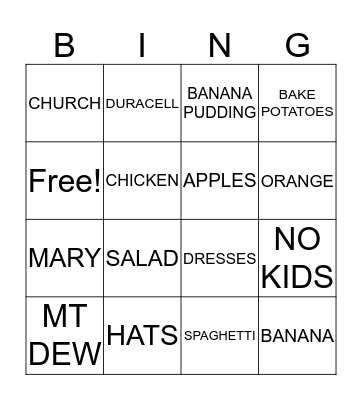 Rose Bingo Card