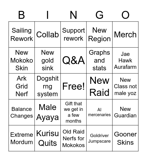 LOA-N Bingo Card