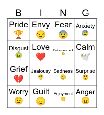 Emotion Recognition Bingo Card