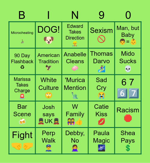 90 Day Bingo Card