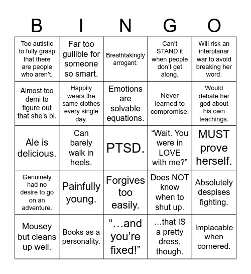 Elegy Overleaf Bingo Card