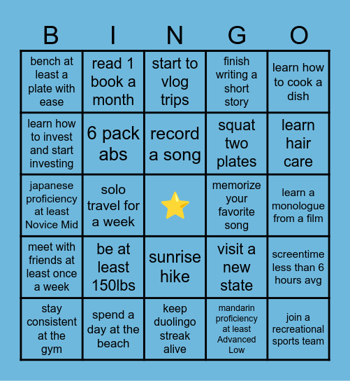 Sim 6month BINGO 2026 Bingo Card