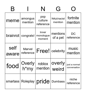 R34 Bingo Card