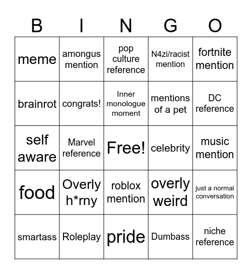 R34 Bingo Card
