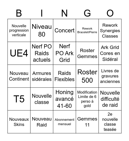 LOST ARK SUMMER 2026 Bingo Card