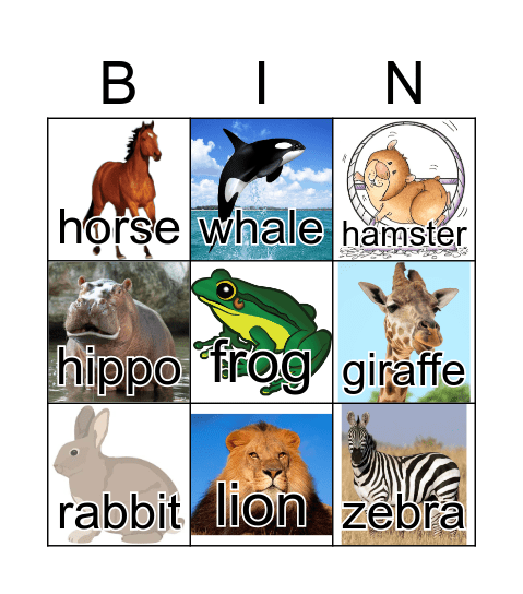 Animals Bingo Card