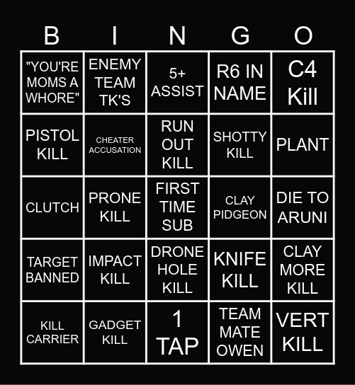 RANKED BINGO Card