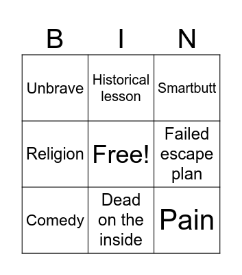 Hobbling Bingo Card
