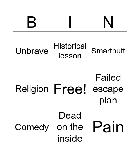 Hobbling Bingo Card
