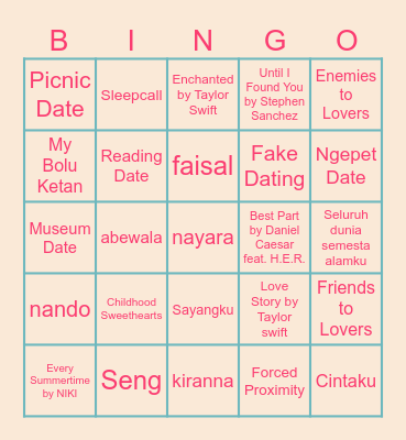 Bingo With Naraya‼️🍀 Bingo Card