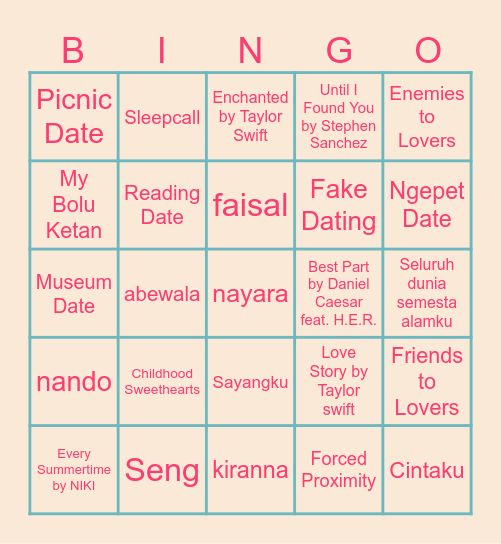 Bingo With Naraya‼️🍀 Bingo Card