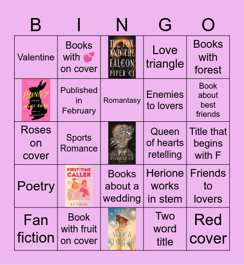February Book Cover Bingo Card