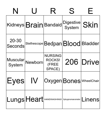 Nurse Camp Bingo Card