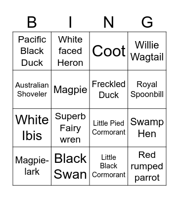 Bird Bingo Card