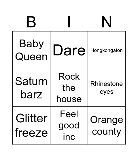 Gorillaz Bingo Card