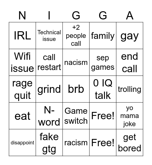 call with bro Bingo Card