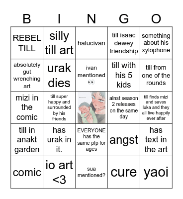 till birthday art predictions Bingo Card