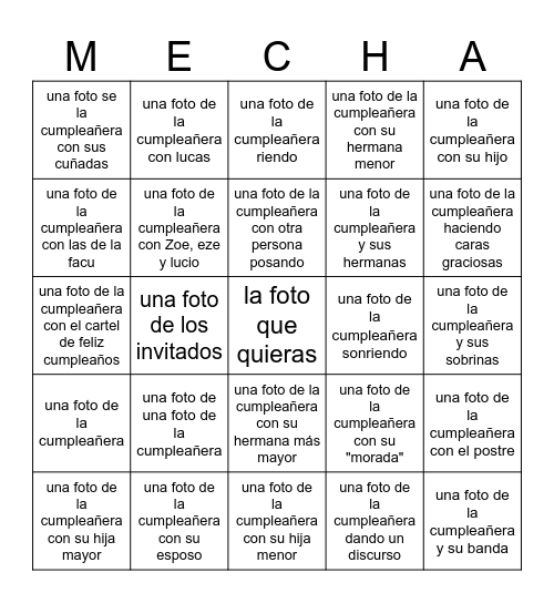 Mer's Bingo Card