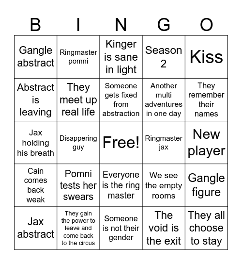 Lava’s TADC bingo Card
