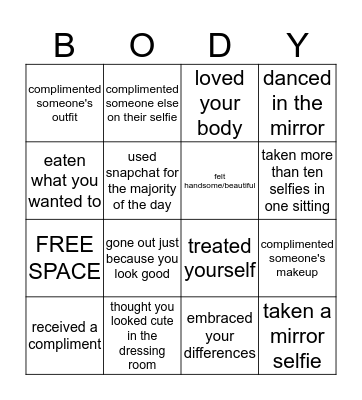 body bingo (2)  Bingo Card