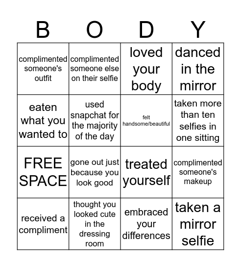 body bingo (2)  Bingo Card
