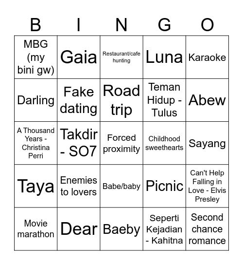 ARMAND Bingo Card