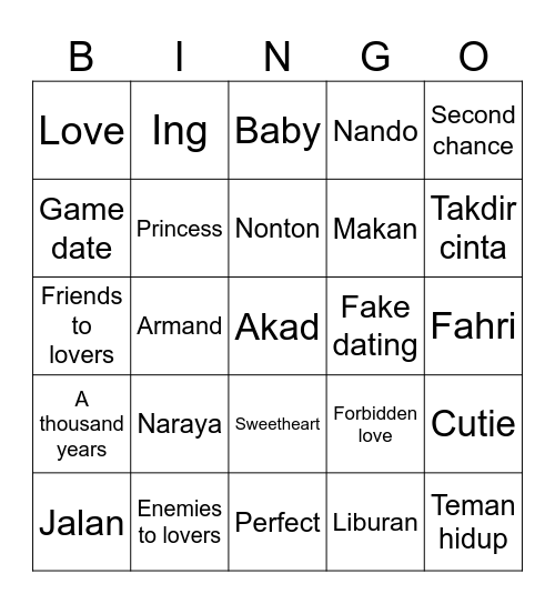 Kiran Bingo Card