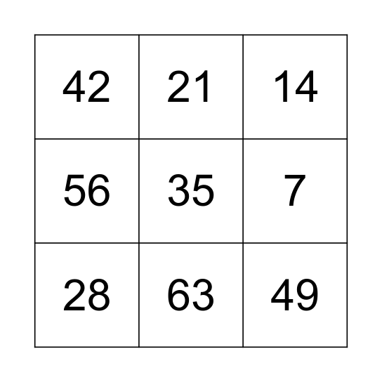 7 Bingo Card