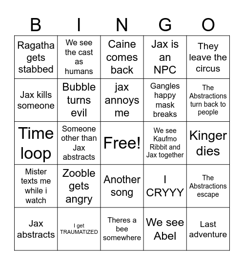 TADC Ep9 Bingo Card