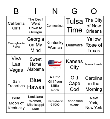 United States Bingo Card