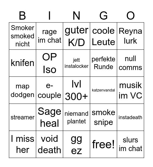 Valorant #1 Bingo Card