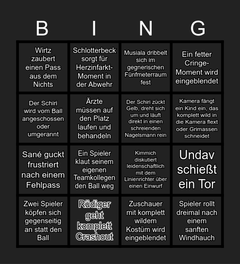 Deutschland gegen Elfenbeinküste Bingo Card