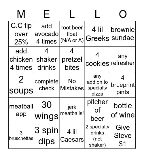 SATURDAY BINGO Card