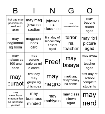 AICS BINGOLS Bingo Card