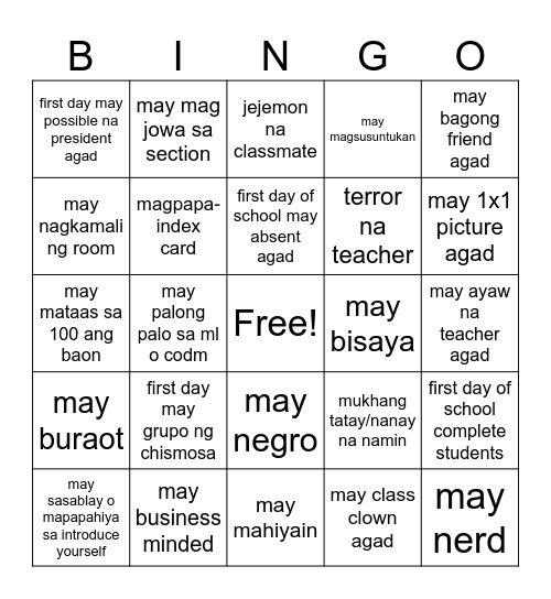 AICS BINGOLS Bingo Card