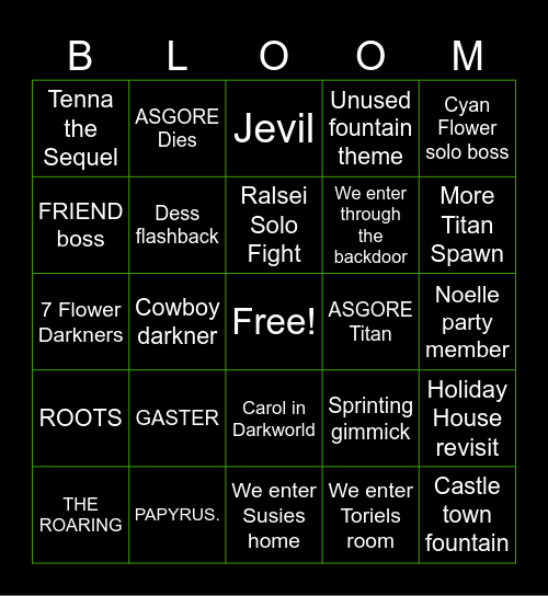 Deltarune Chapter 5 Bingo Card