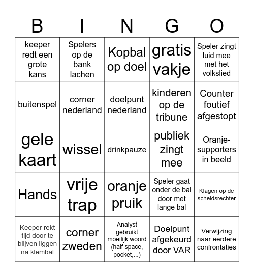 WK Bingo Card