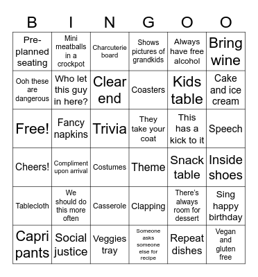 white people party Bingo Card