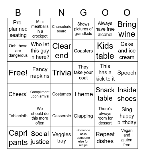 white people party Bingo Card