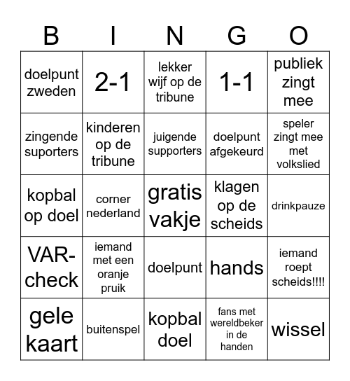 WK BINGO Card