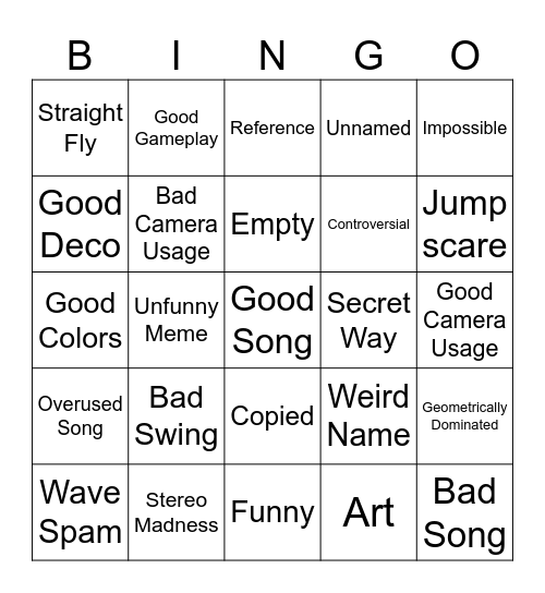 Recent Tab Bingo Card