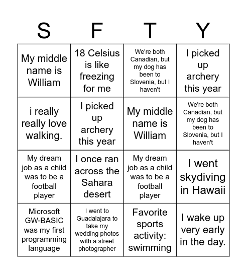 Safety Retreat 2026 Bingo Card