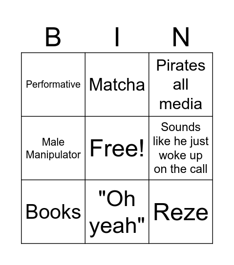 RYK Bingo Card