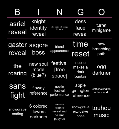 DELTARUNE CHAPTER 5 Bingo Card