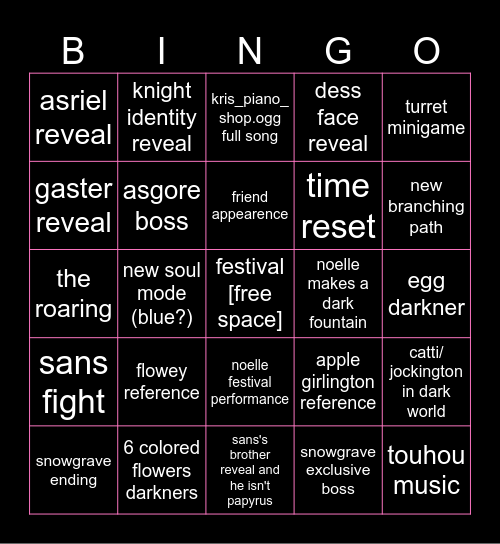 DELTARUNE CHAPTER 5 Bingo Card