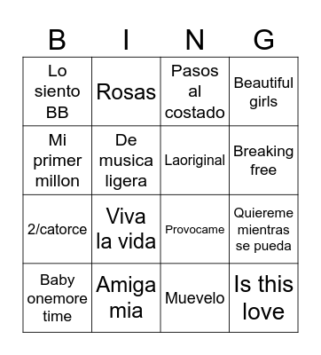 Bingo musical Bingo Card