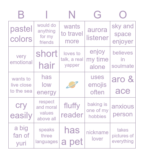 Ann's Bingo Card
