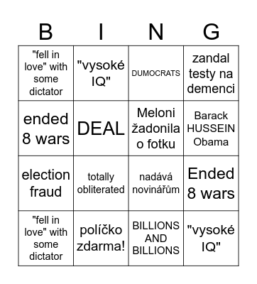 Každý Trumpův projev o Íránu Bingo Card
